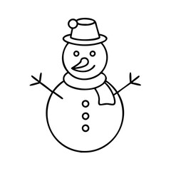 snowman icon, snowman line art - simple line art of snowman, perfect for snowman logos and icons