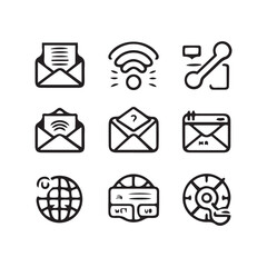 Message, network, phone,  icons silhouette vectors on isolated white background