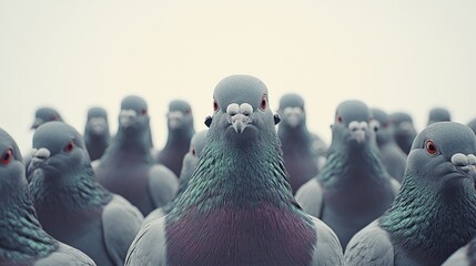 Pigeons in a flock