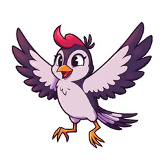 Naklejka premium Happy cartoon bird with outstretched wings