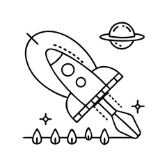 spaceship icon, spaceship line art - simple line art of spaceship, perfect for spaceship logos and icons