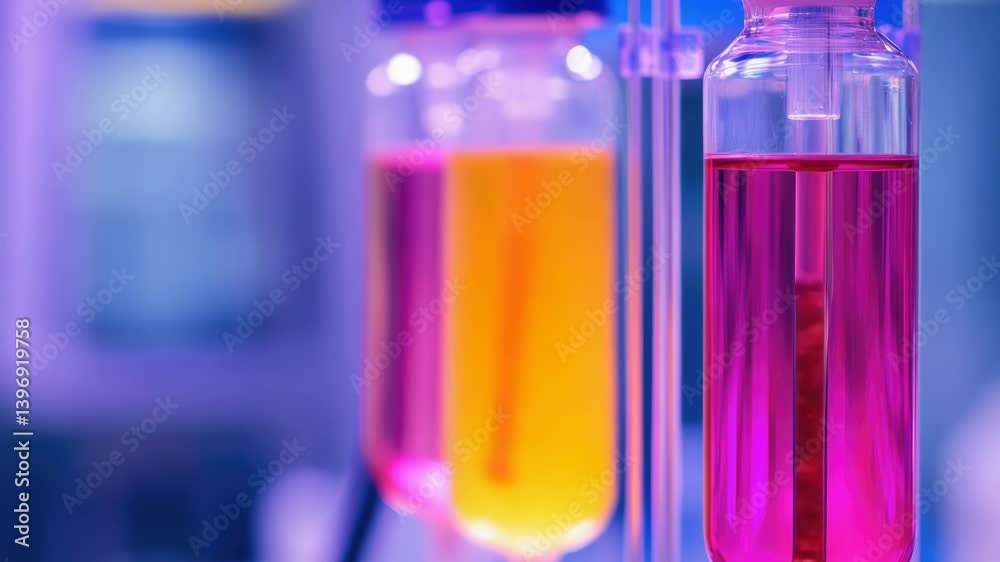 Poster close-up of two test tubes containing a clear liquid, commonly used in scientific experiments.