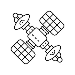 spacestation icon, spacestation line art - simple line art of spacestation, perfect for spacestation logos and icons