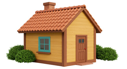 Isolated Cartoon Wooden House