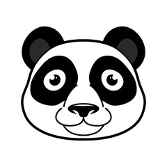 Panda cartoon vector black and white