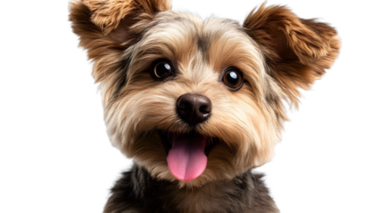 Happy yorkshire terrier panting with transparent background