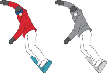 スノーボード競技の選手のイラストセット