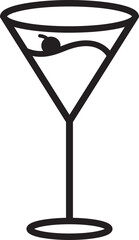 Martini Glass Outline Illustration as  Lounge, Bar, Club Logo or Icon. 