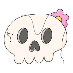 skull with pink flower