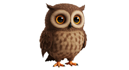 Isolated cartoon owl with big eyes on white background