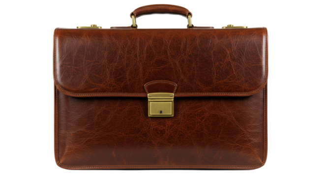 Isolated Brown Leather Briefcase