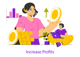 Business Process Scalling. Flat Vector Illustration