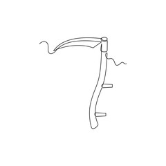 one line art Scythe Tool vector illustration. line art, one continuous line, simple, hand drawn and sketch style. for icons, symbols, signs or logos