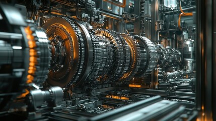 Fototapeta premium Intricate Gears and Machinery: A Detailed Look at Complex Industrial Mechanisms