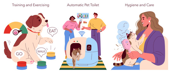 Pet Gadgets. Flat Vector Illustration