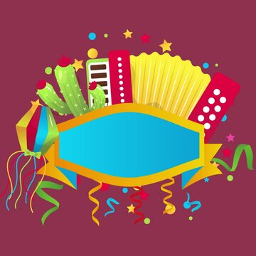 Sao Joao Festival Animated Square Background with Illustrations