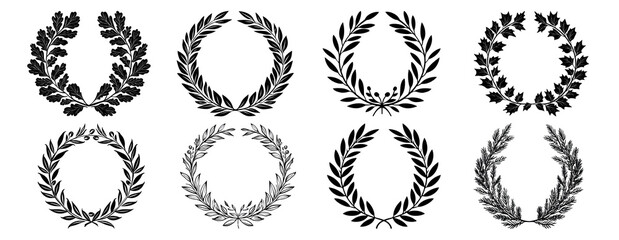 Obraz premium PNG Elegant laurel wreath designs, element set on transparent background
