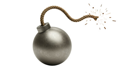 Isolated bomb with burning fuse