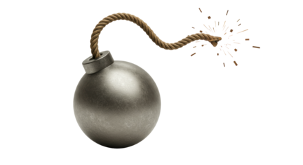 Isolated bomb with burning fuse