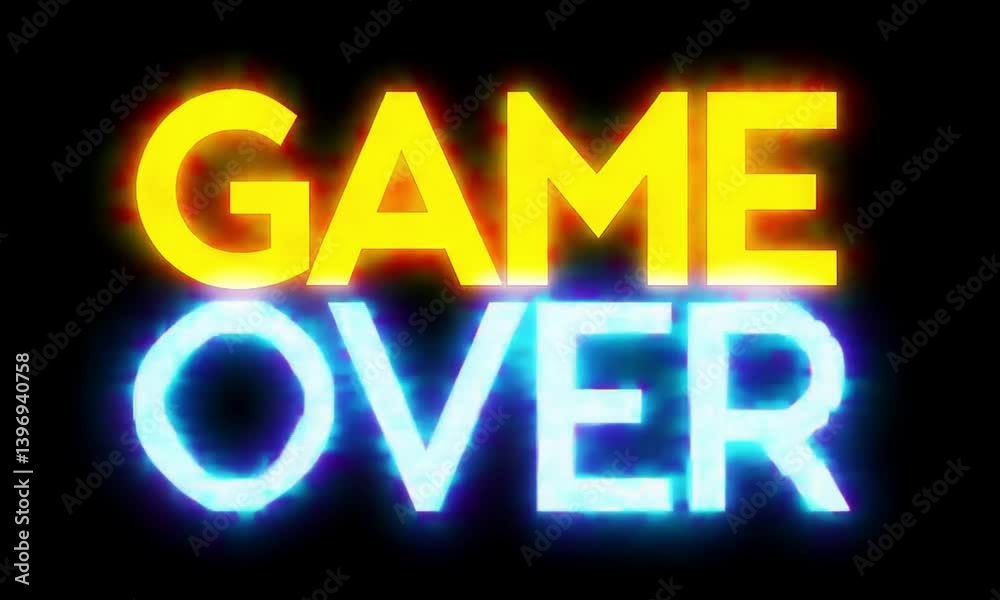 Poster game over text with high-energy animation and glitch effects creating a modern visual impact made wi