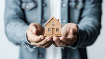 Hands holding a miniature house