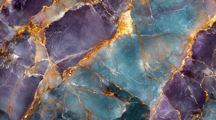 Fototapeta premium Precious Stone Marble: Gem Inlay, Blue Gold Violet, Texture