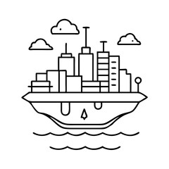 Naklejka premium floating city icon, floating city vector illustration-simple illustration of floating city, perfect for floating city logos and icons