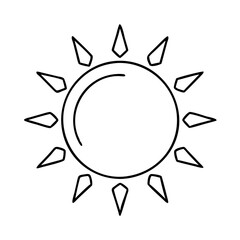 sun icon, sun line art - simple line art of sun, perfect for sun logos and icons