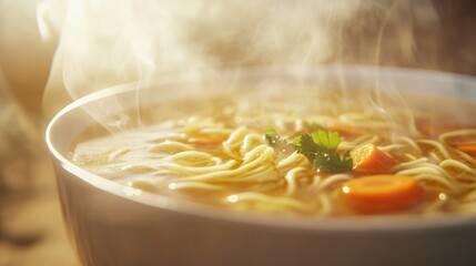 Hot Noodles Soup, Steaming Bowl
