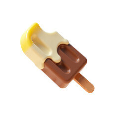 Obraz premium Ice Cream Stick Brown 3D Render Icon with Drips Cute Cartoon Illustration Style