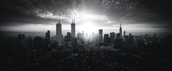 City skyline sunrise