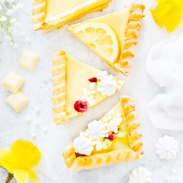 Easter Lemon Tart with Raspberries and Mini Meringues &ndash; Homemade Spring Delight.