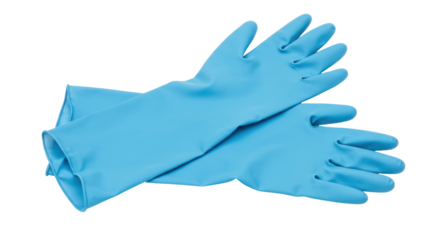 Isolated Blue Rubber Gloves