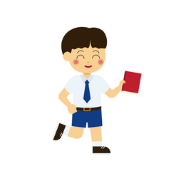 Classroom School Activity 1 Boy Holding Red Book