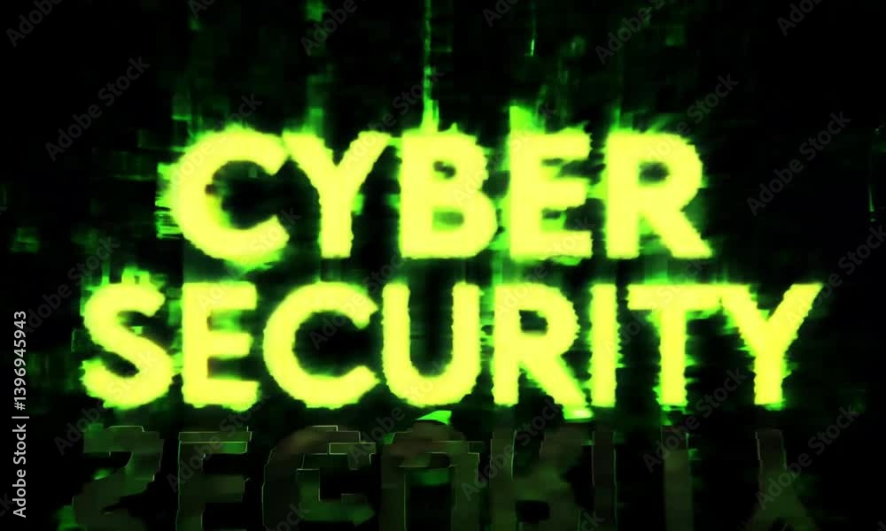 Poster dynamic animation of the phrase cyber security with digital motion made with generative ai technolog