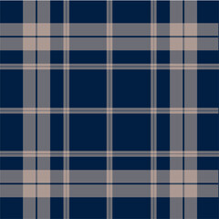 seamless navy blue and beige tartan patterns with classic plaid designs. Ideal for textiles, backgrounds, digital papers, and fashion projects.