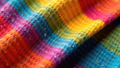 Obraz premium Striped fabric swatch close-up showing texture and weave, textile design, background