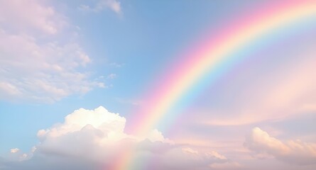 Fototapeta premium Pastel Rainbow Sky: Beautiful Cloudscape Background. Light Color Texture, Modern Design Element, Dreamy Peaceful Backdrop