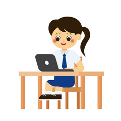 Classroom School Activity 1 Girl using Laptop at Desk