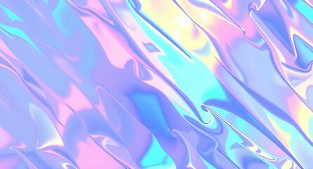 Fototapeta premium Holographic Abstract Texture: Iridescent Background Design. Liquid Metal Pattern, Modern Art Backdrop, Shiny Colorful Surface