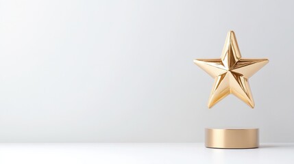 Obraz premium Gold star award trophy on pedestal