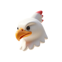 Fototapeta premium Eagle Head Only 3D Render Icon Illustration with Cute Cartoon Style on Transparent Background