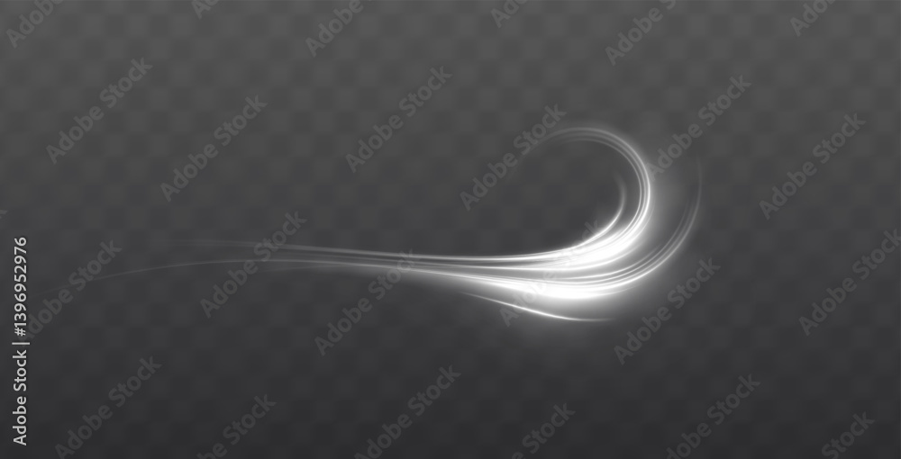 Poster bright blue neon spiral with speed and glow effects. futuristic swirl of light and motion on a trans