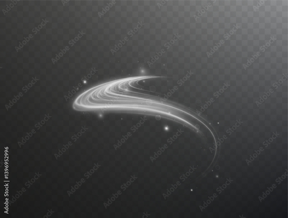 Poster bright blue neon spiral with speed and glow effects. futuristic swirl of light and motion on a trans