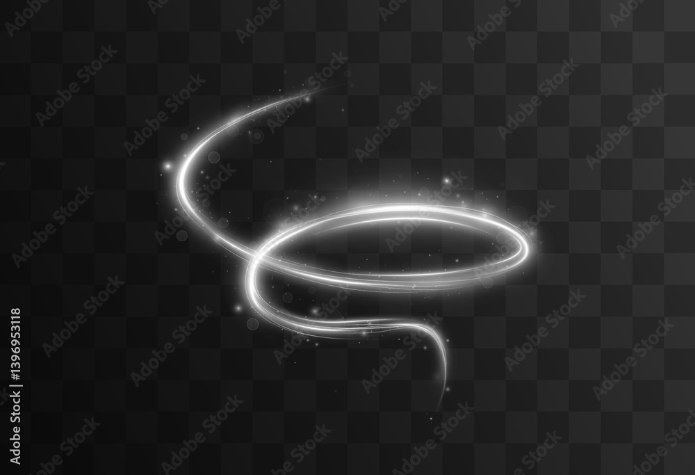 Aufkleber white dynamic light wave with sparkle and shimmer effects. glowing twirl with bokeh and energy motio