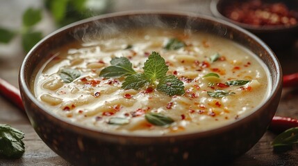 Creamy soup with herbs