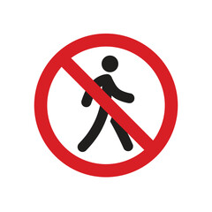 No person pedestrian and stop sign icon template