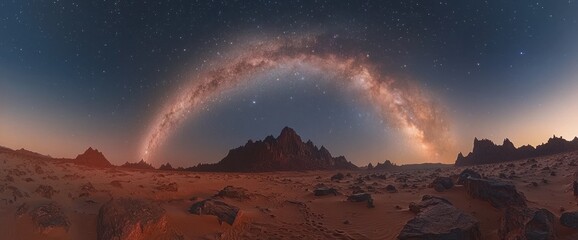 Milky Way over a Martian landscape