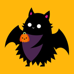 Halloween pumpkin and ghost in dark