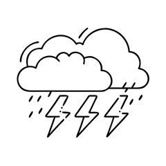 thunderstorm icon, thunderstorm line art - simple line art of thunderstorm, perfect for thunderstorm logos and icons